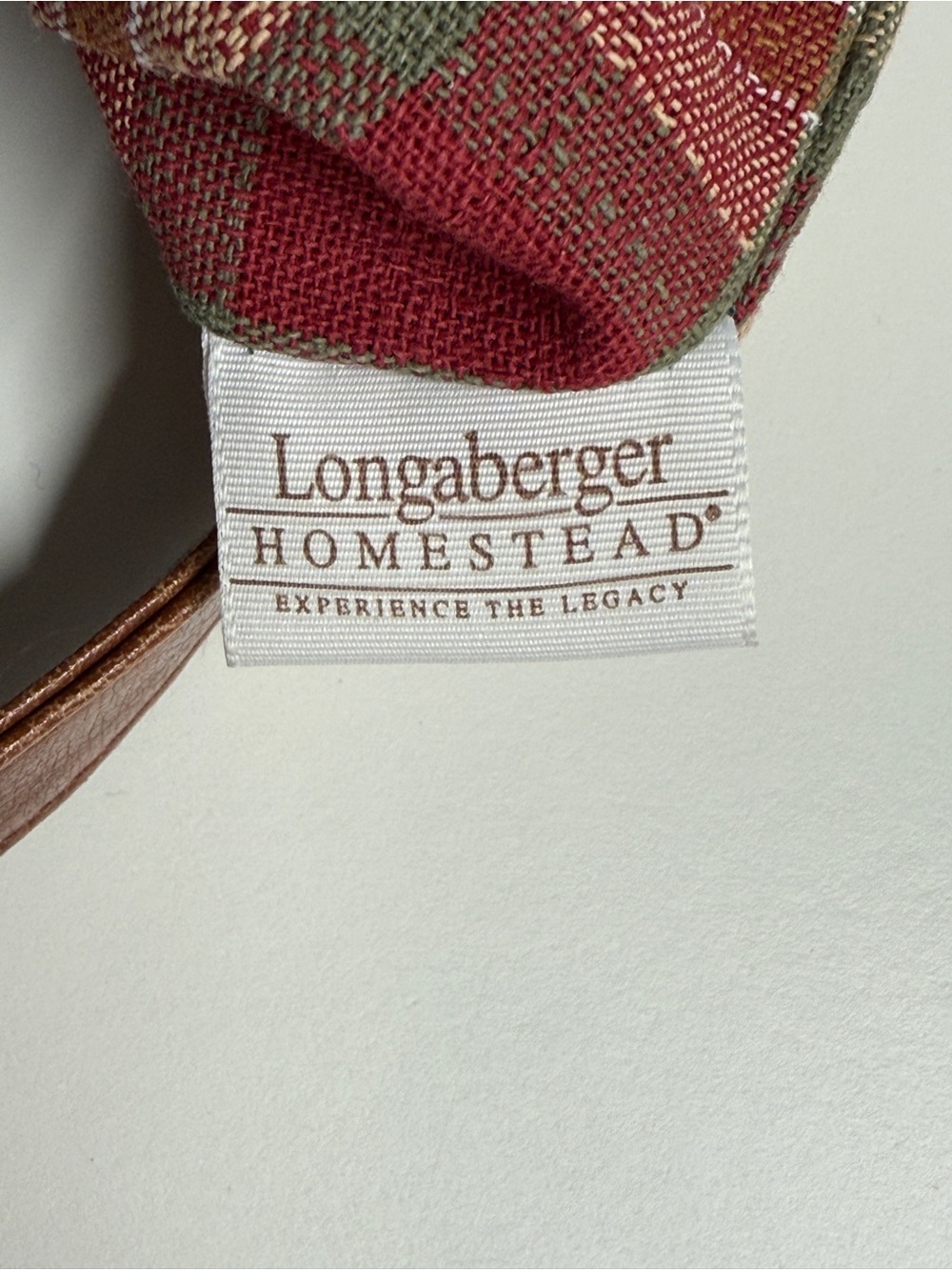 Longaberger Green Corduroy Tote with Brown Leather Accents - Picture 6 of 6